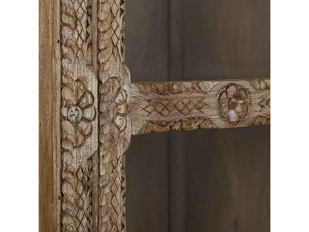 Braune handgefertigte Vitrine aus Glas und Holz, 106 x 43 x 180