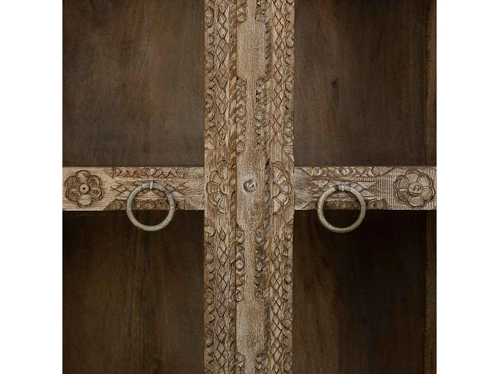 Vetrina in vetro e legno marrone fatta a mano 106x43x180