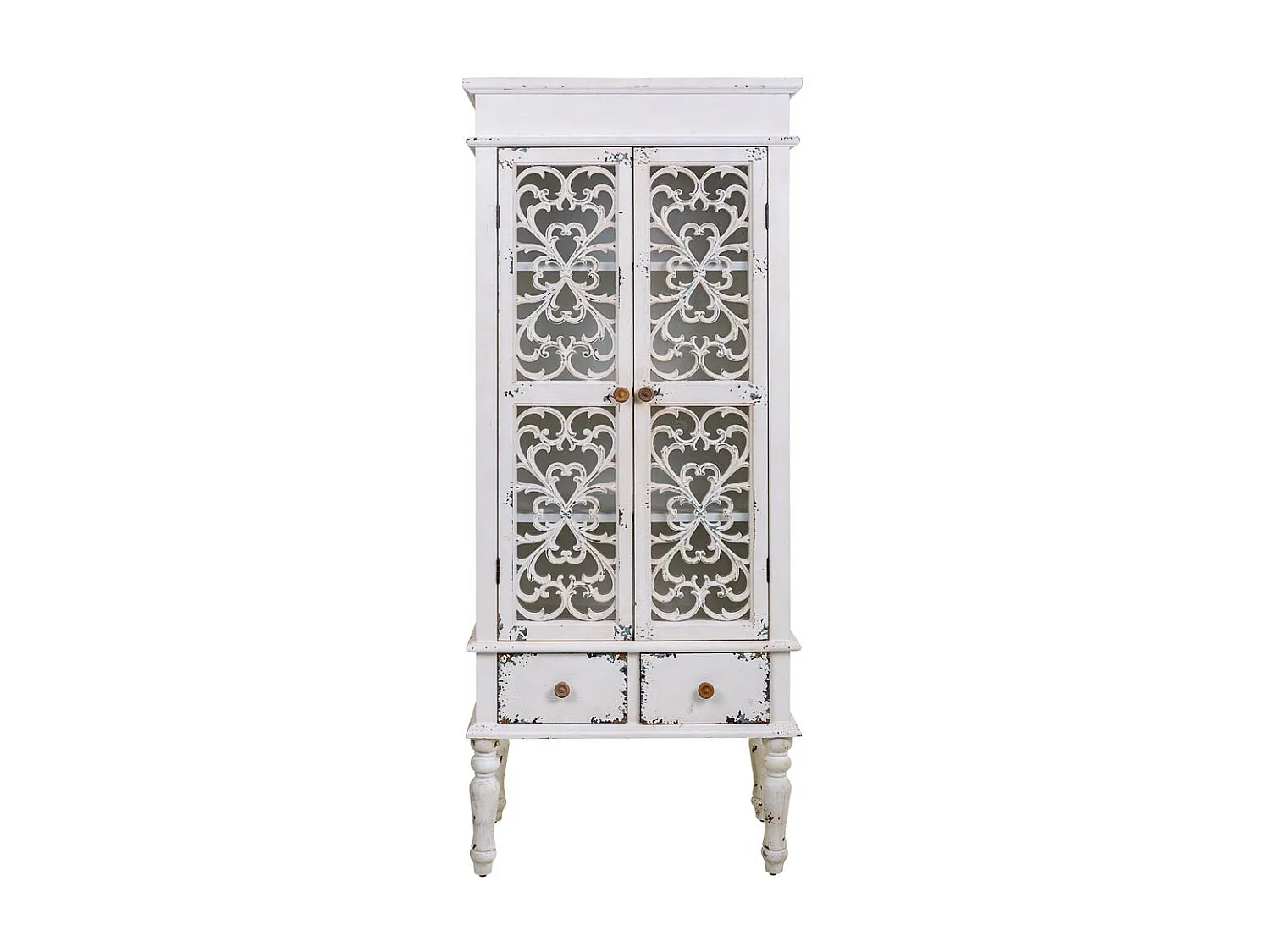 Holzvitrine mit 2 Türen und 1 Schublade 71x38x171