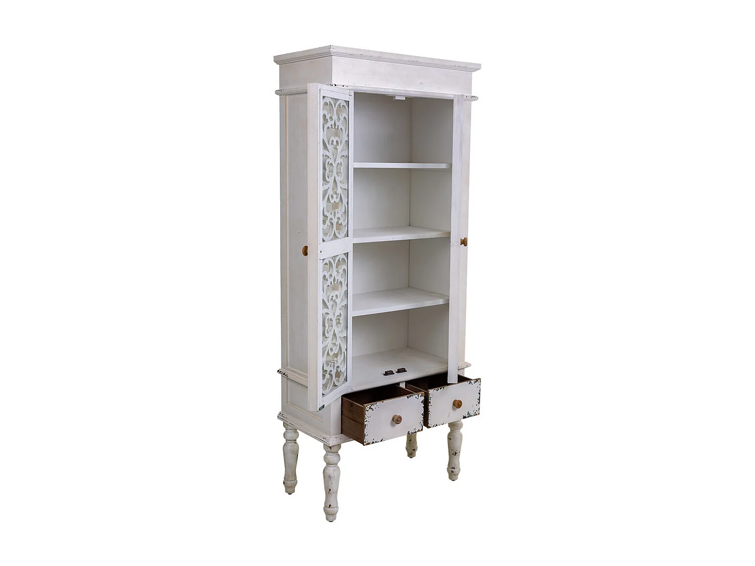 Holzvitrine mit 2 Türen und 1 Schublade 71x38x171