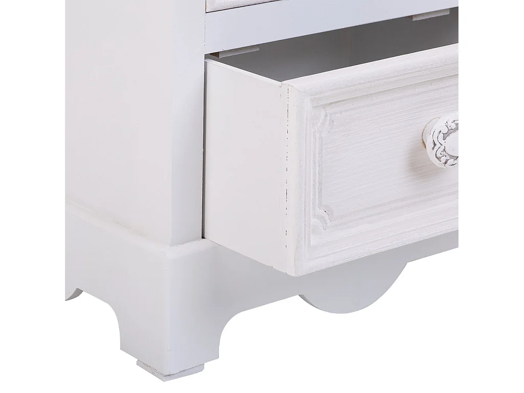 Vetrina in legno e vetro con 1 anta e 2 cassetti bianca 32x26x80