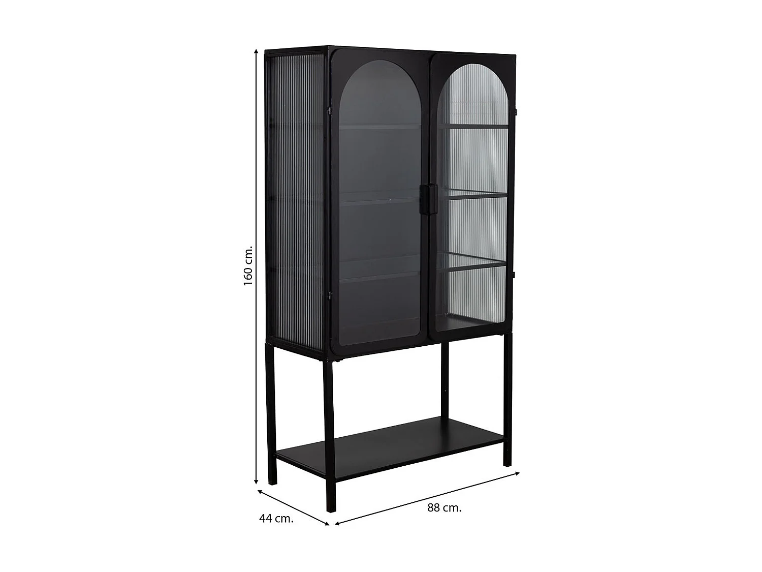 Vitrine en métal laqué noir à 2 portes 88x44x160