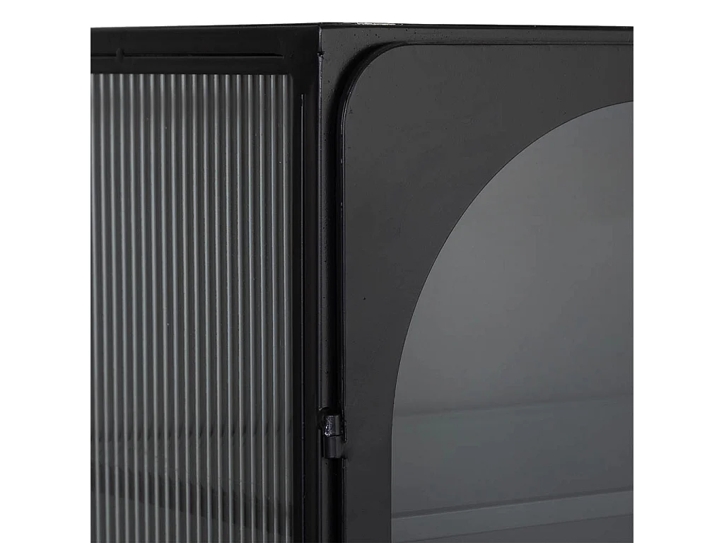 Vitrine aus schwarz lackiertem Metall mit 2 Türen 88x44x160