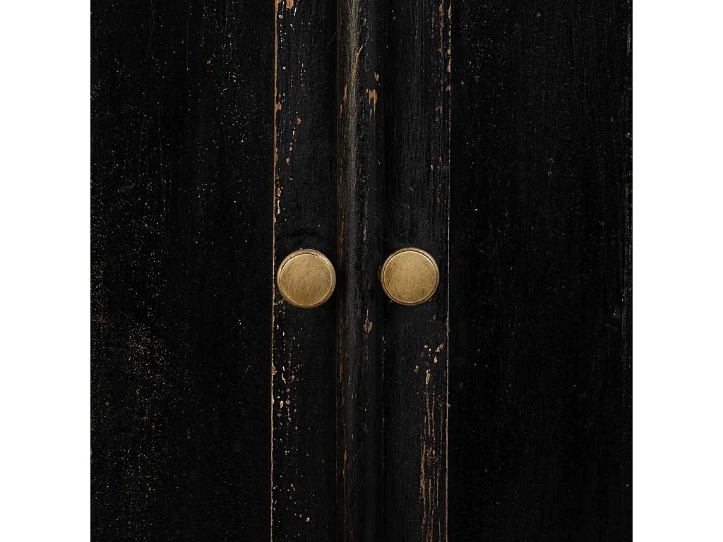 Vetrina in legno e vetro rifinita artigianalmente con 4 ante e 2 cassetti nera 85x40x180