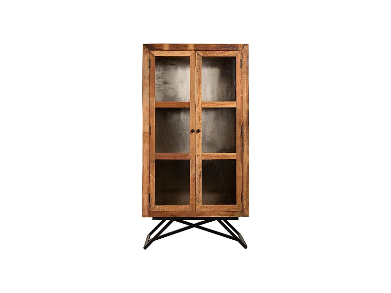 Vitrina artesanal em madeira e metal 90x47x175