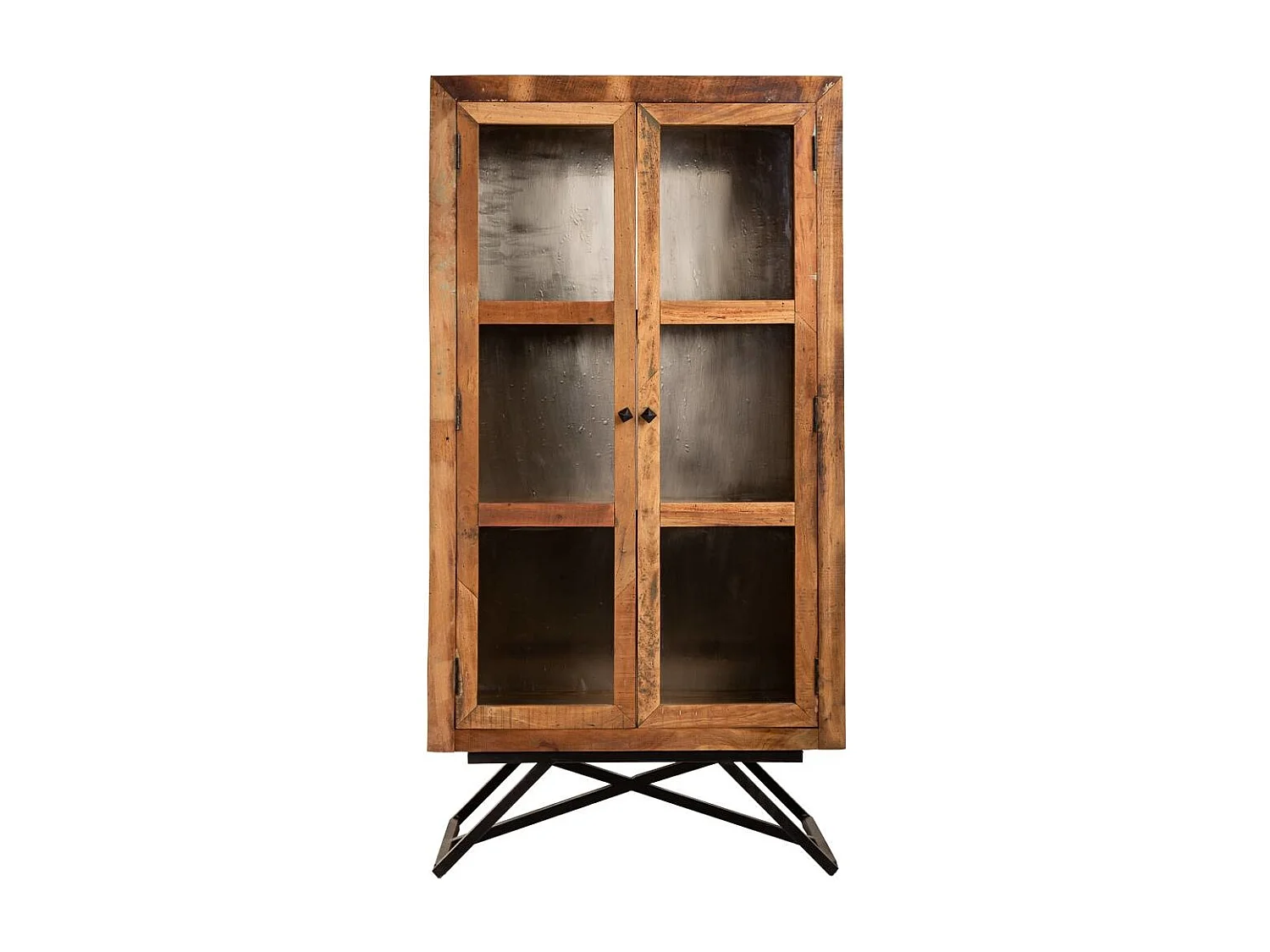 Handgefertigte Vitrine aus Holz und Metall, 90 x 47 x 175 cm