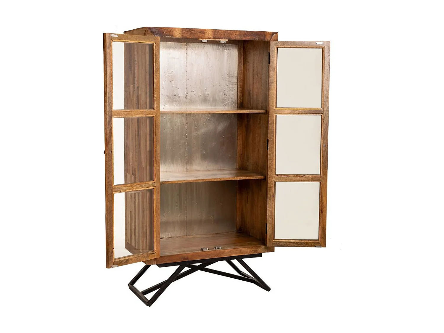 Handgefertigte Vitrine aus Holz und Metall, 90 x 47 x 175 cm