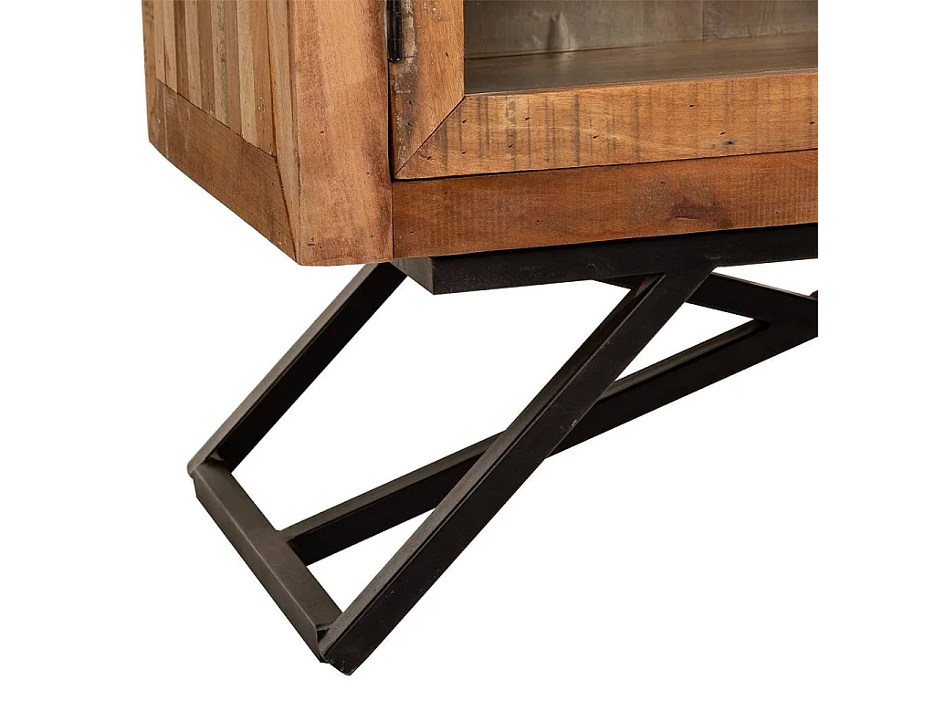 Vetrina in legno e metallo rifinita artigianalmente 90x47x175