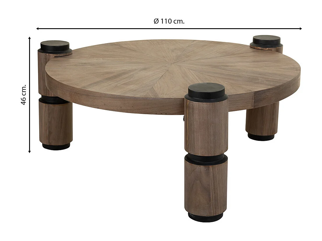 Couchtisch aus Holz und Metall braun D110x46