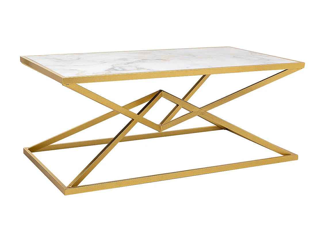 Tavolino rettangolare in metallo oro 110x60x45