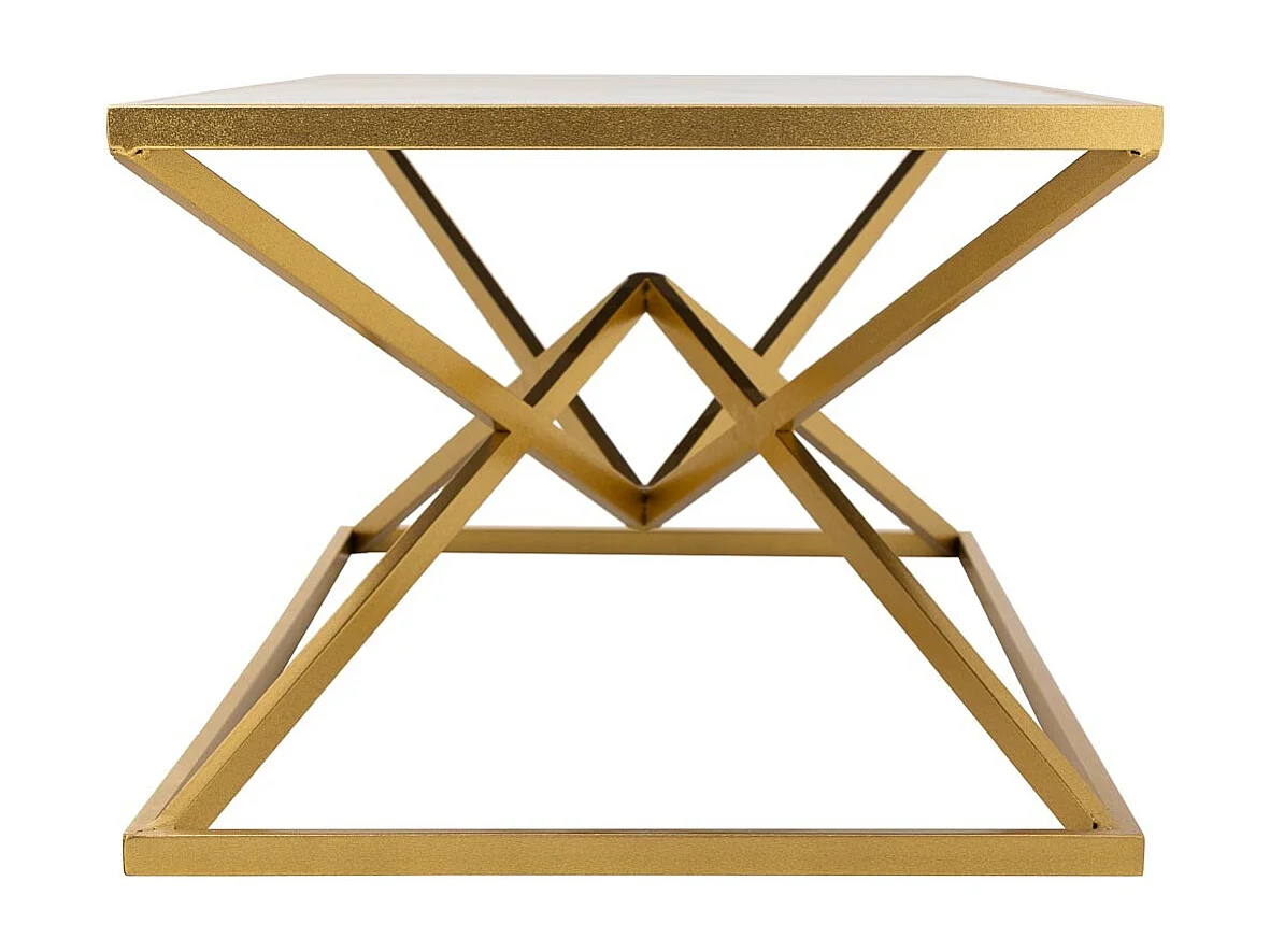 Tavolino rettangolare in metallo oro 110x60x45