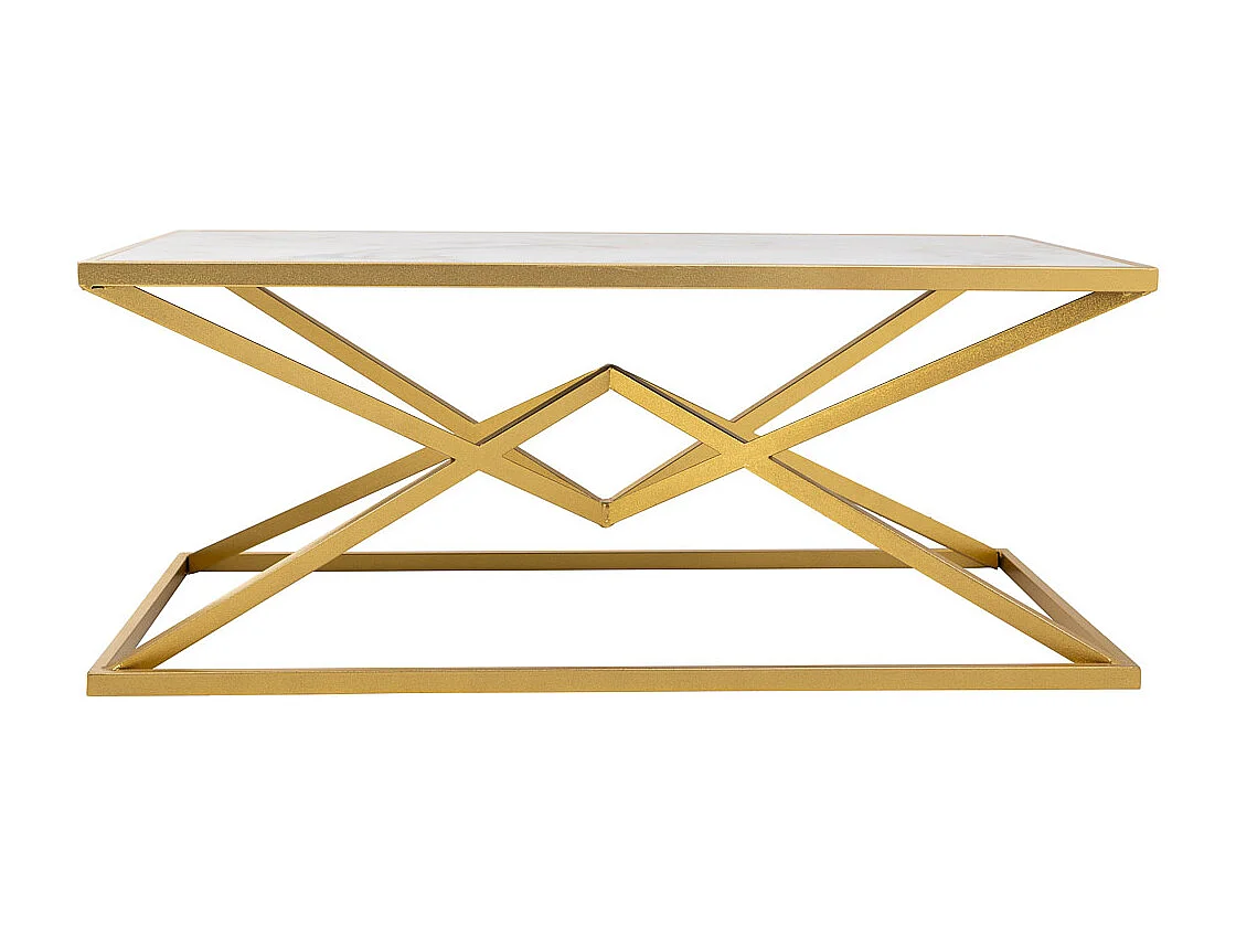 Tavolino rettangolare in metallo oro 110x60x45