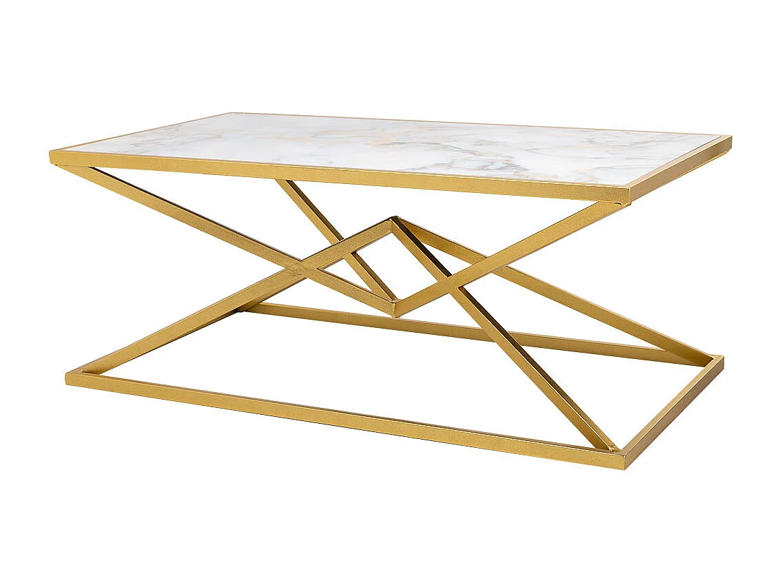 Tavolino rettangolare in metallo oro 110x60x45