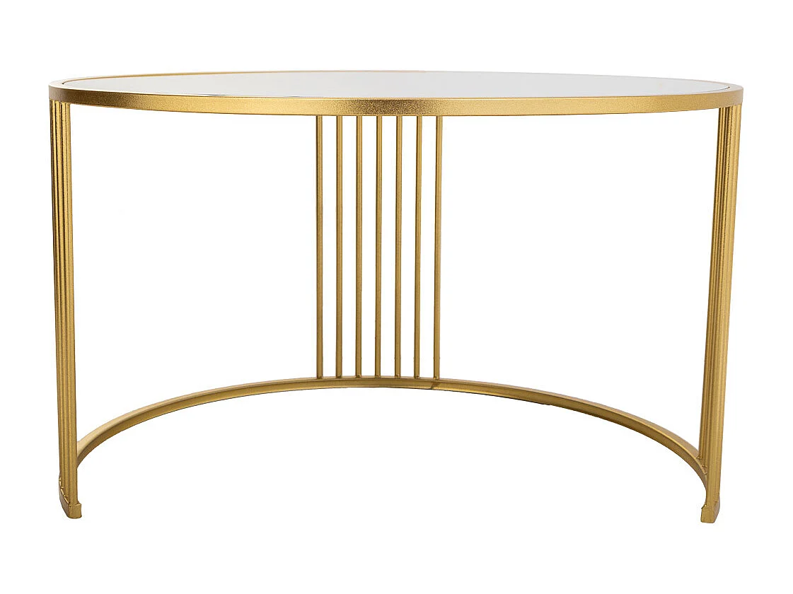 Runder Couchtisch aus goldenem Metall, 80x80x48