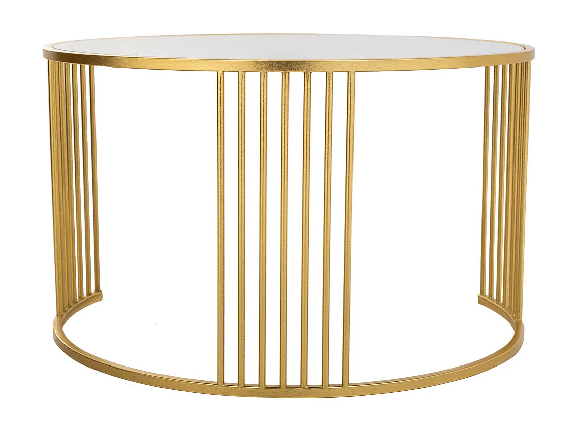 Runder Couchtisch aus goldenem Metall, 80x80x48