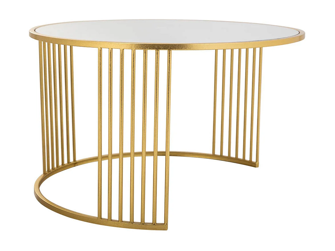 Mesa de centro redonda de metal dorado 80x80x48