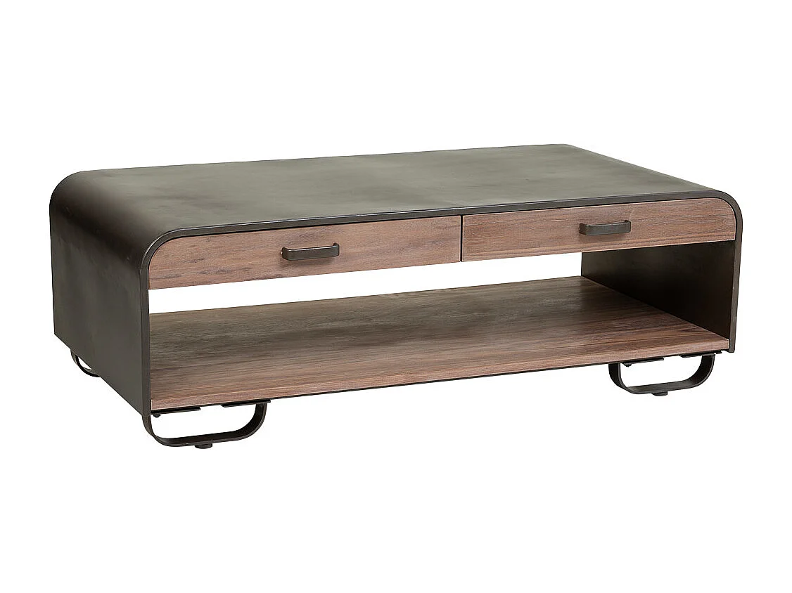 Tavolino da salotto in legno e metallo nero 120x62x41