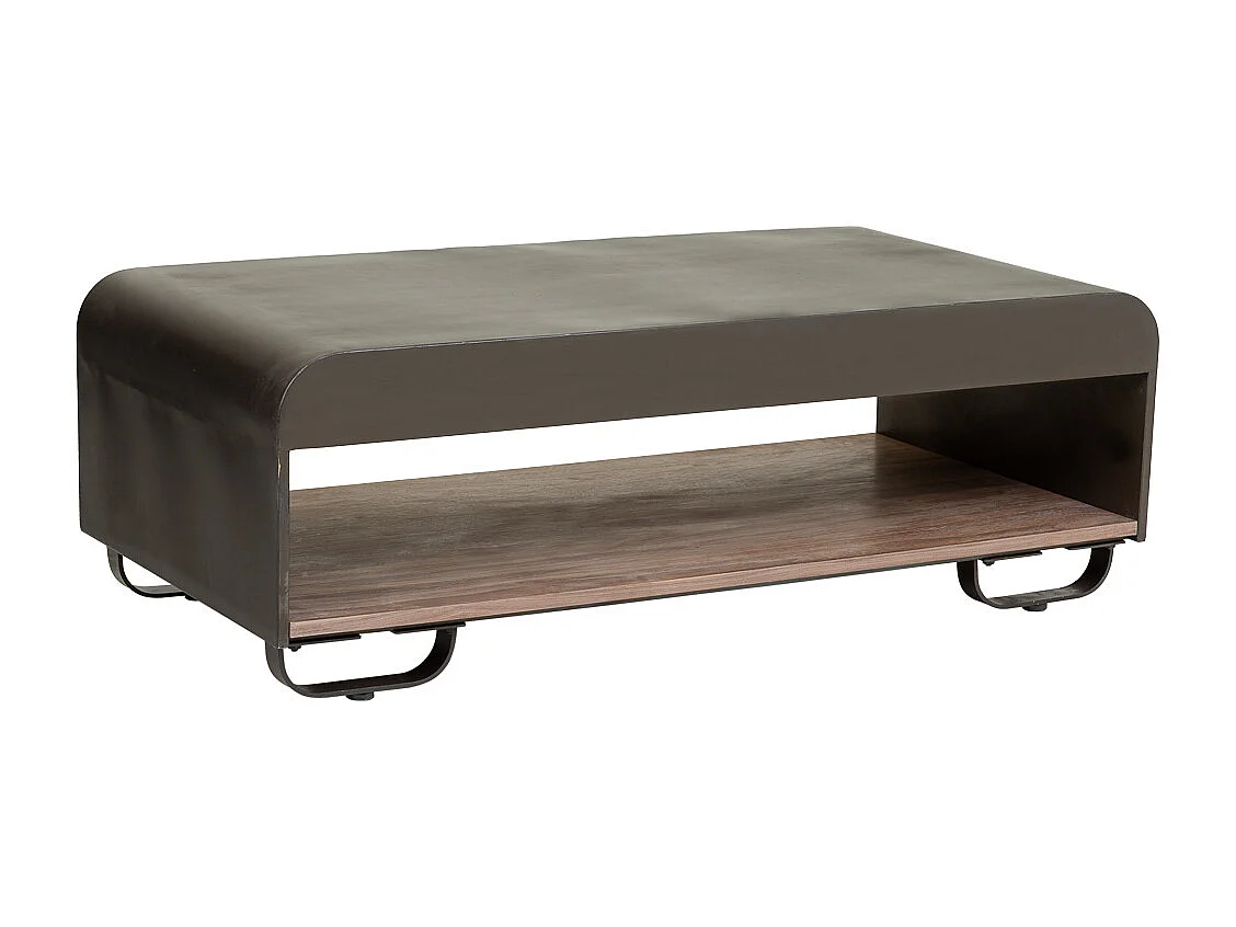 Tavolino da salotto in legno e metallo nero 120x62x41