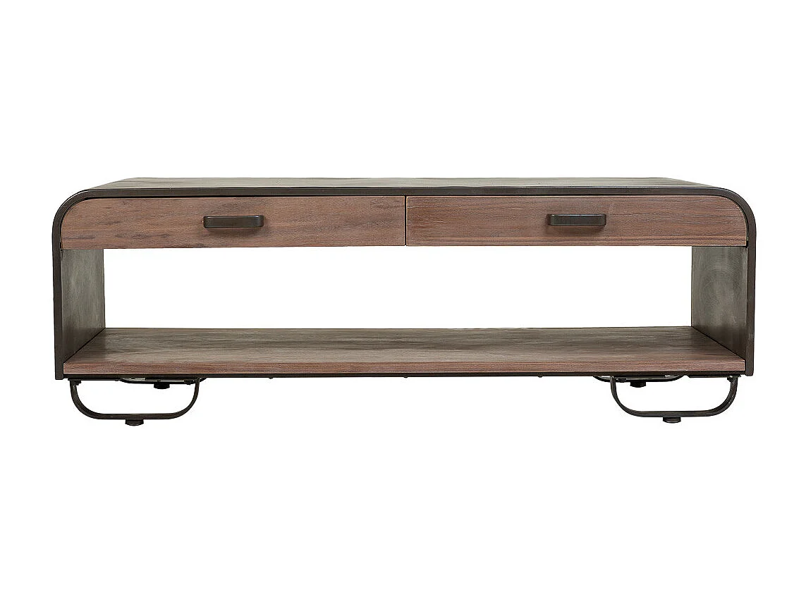 Mesa de centro de madera y metal negro 120x62x41