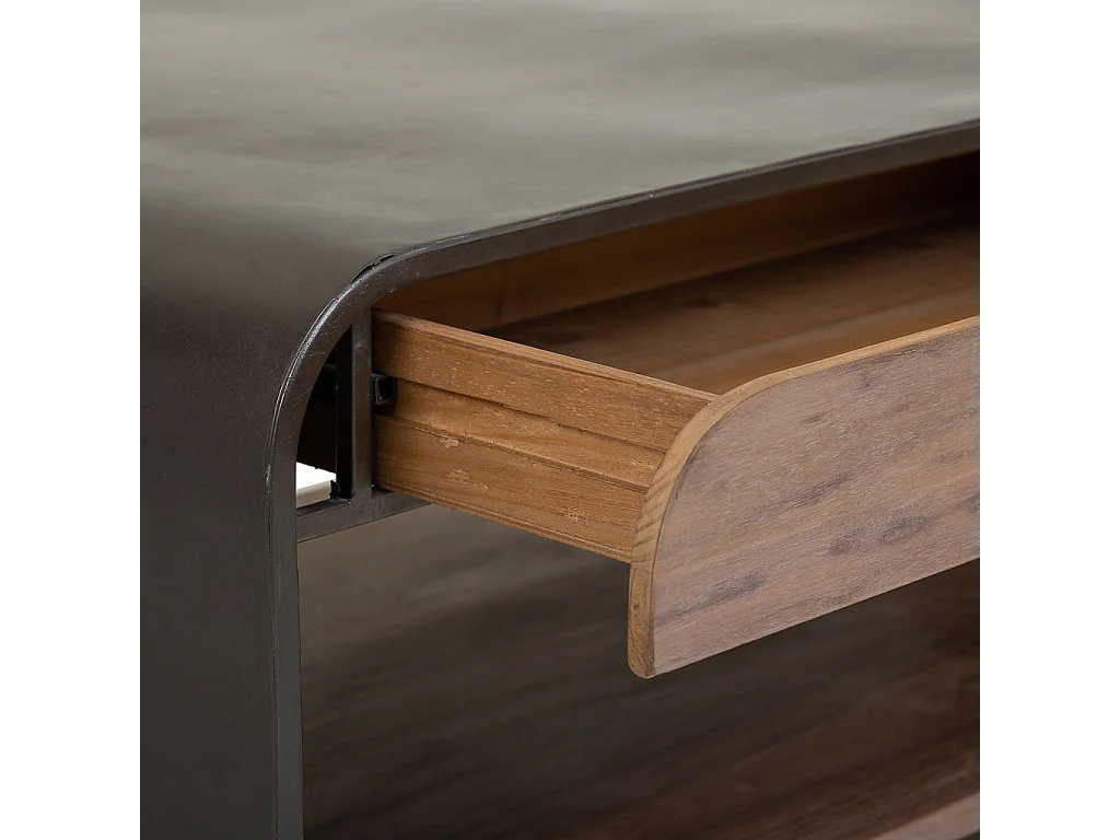 Mesa de centro de madera y metal negro 120x62x41