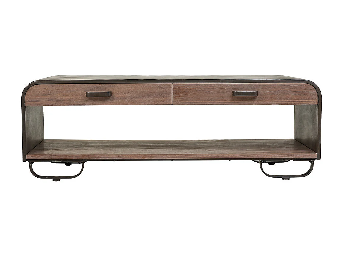 Tavolino da salotto in legno e metallo nero 120x62x41