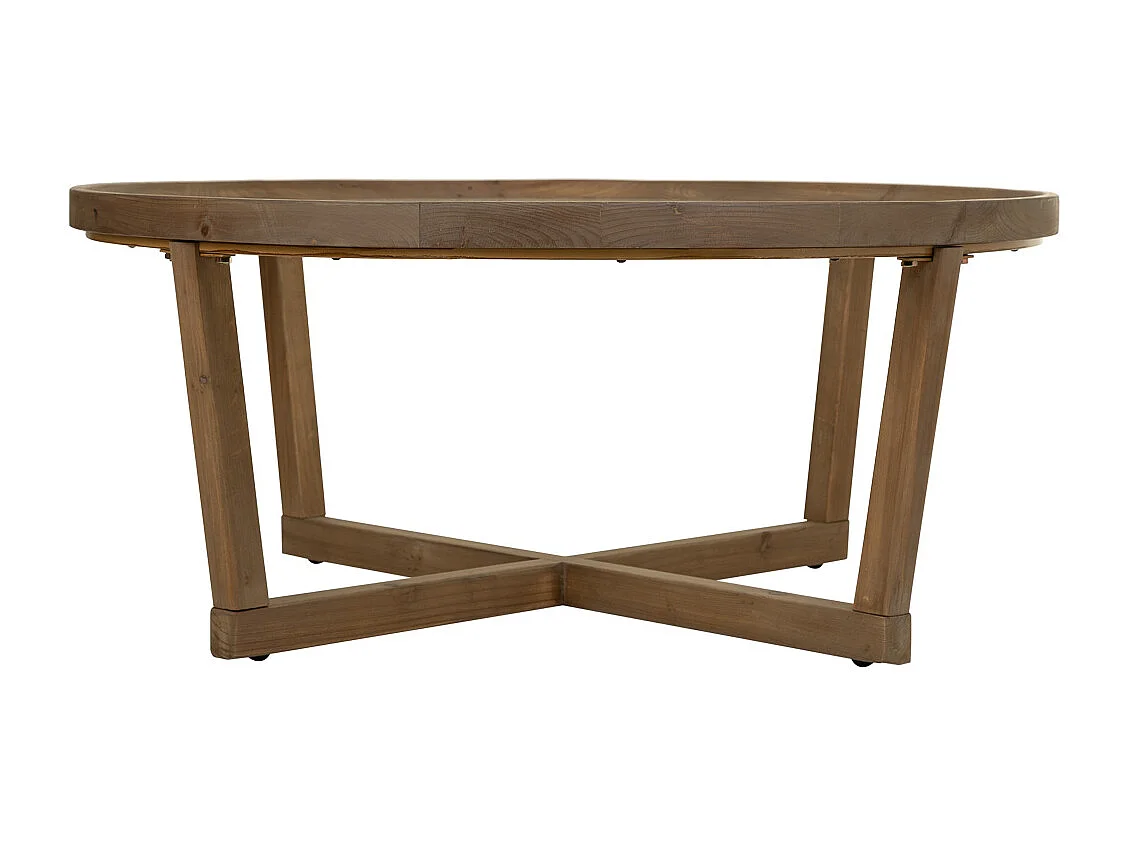 Couchtisch aus Holz und Glas braun D100x43,5