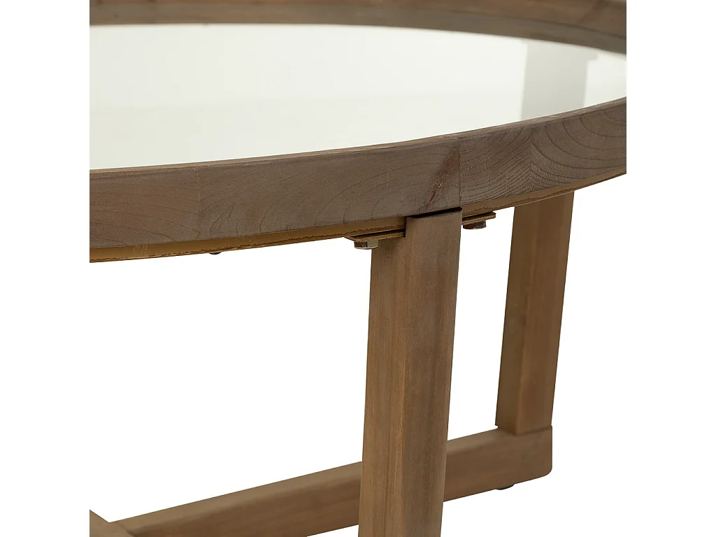 Couchtisch aus Holz und Glas braun D100x43,5