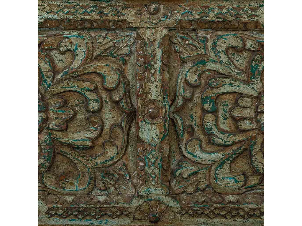 Blauer handgefertigter Couchtisch aus Holz 100x100x47