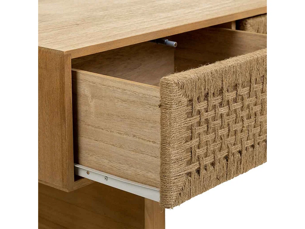 Niedriger Schrank aus Holz und braunem geflochtenem Seil 130x36x45h cm