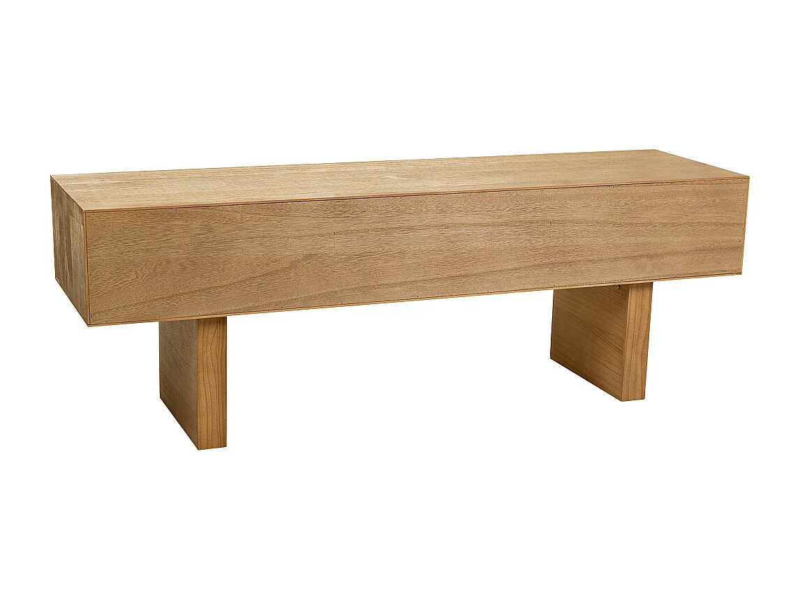 Armário baixo feito de madeira e corda trançada marrom 130x36x45