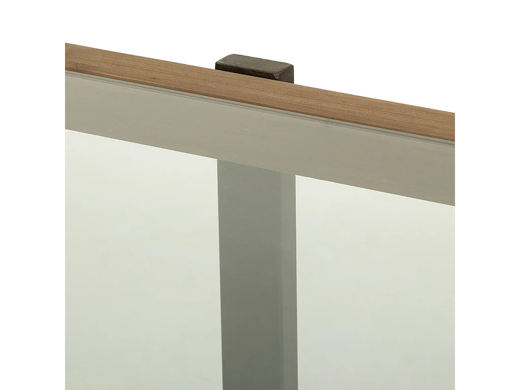 Mesa de centro de madeira, metal e vidro marrom 99,5x99,5x40