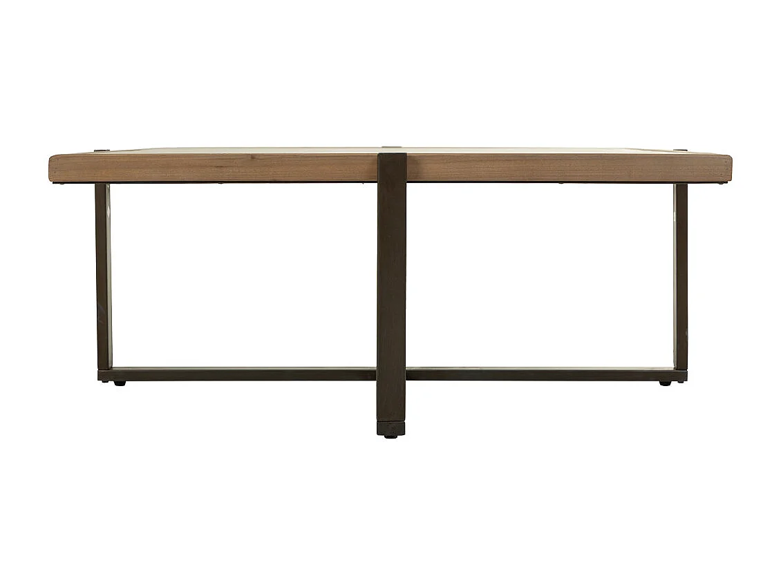 Couchtisch aus Holz, Metall und Glas braun 99,5x99,5x40