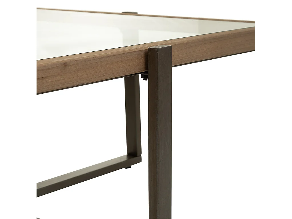 Couchtisch aus Holz, Metall und Glas braun 99,5x99,5x40