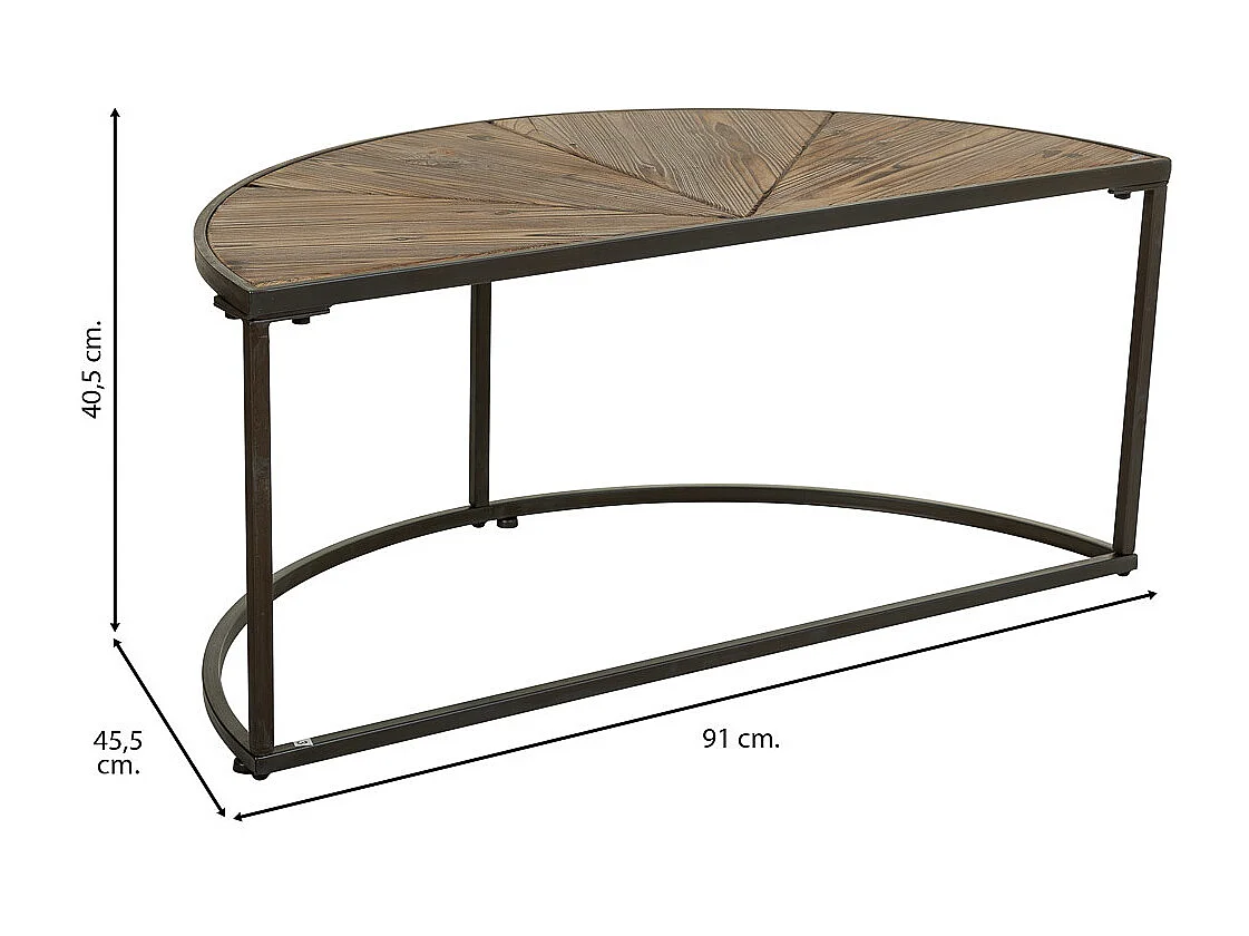 Couchtisch Set 2 Teile aus Holz und Metall braun 91x45,5x40,5