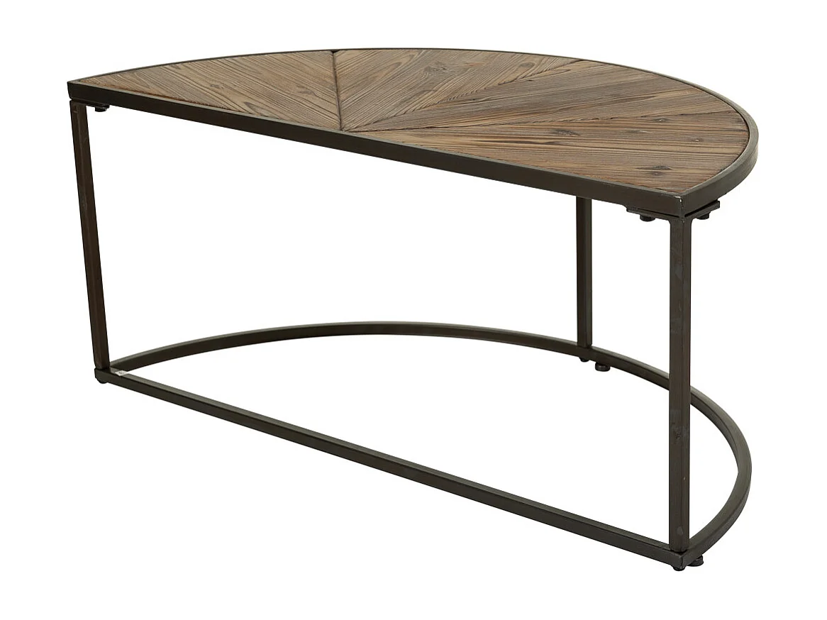 Table basse set 2 pièces en bois et métal marron 91x45,5x40,5