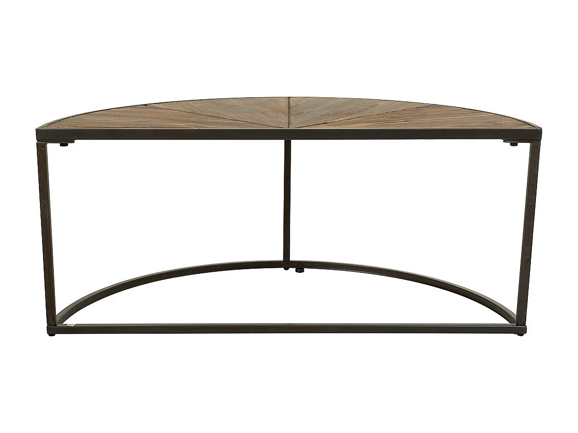 Table basse set 2 pièces en bois et métal marron 91x45,5x40,5