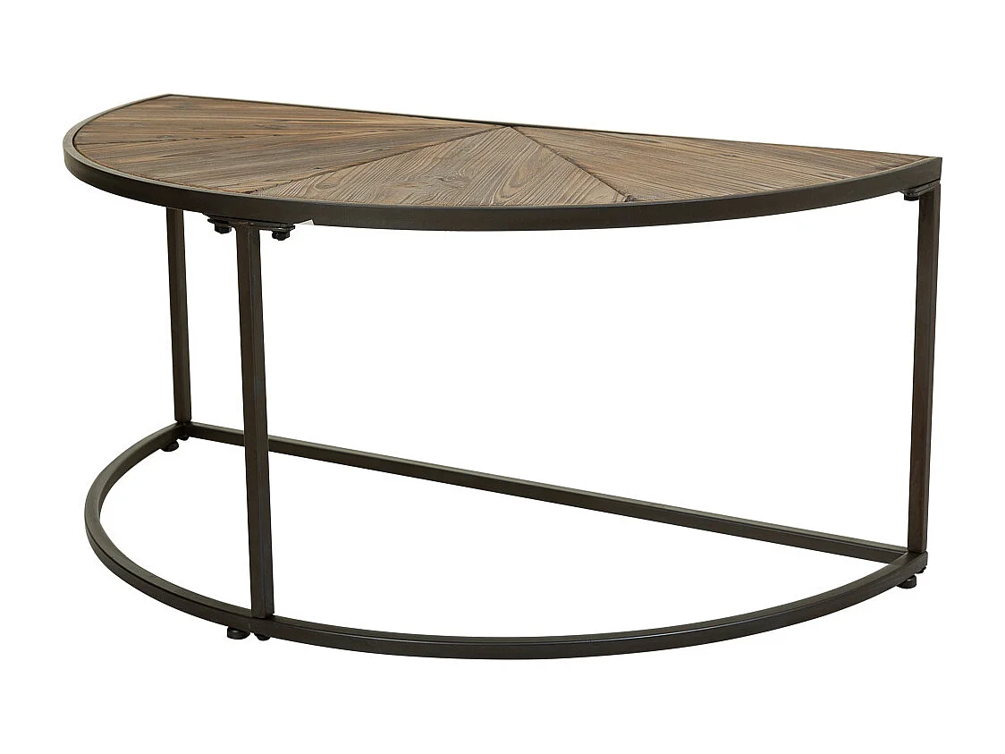 Table basse set 2 pièces en bois et métal marron 91x45,5x40,5