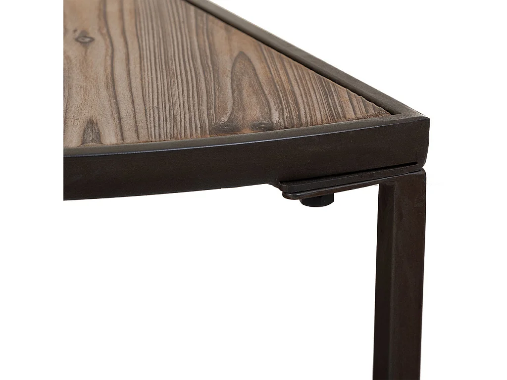 Table basse set 2 pièces en bois et métal marron 91x45,5x40,5