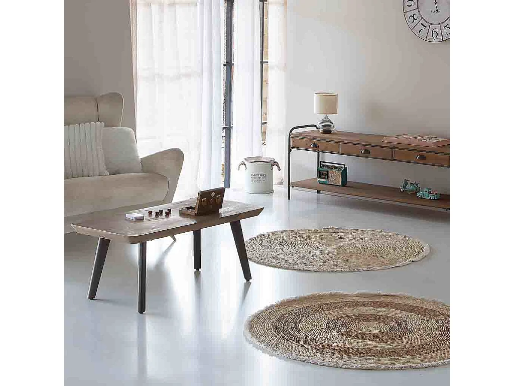 Mesa de centro de madera y metal marron 100x50x40