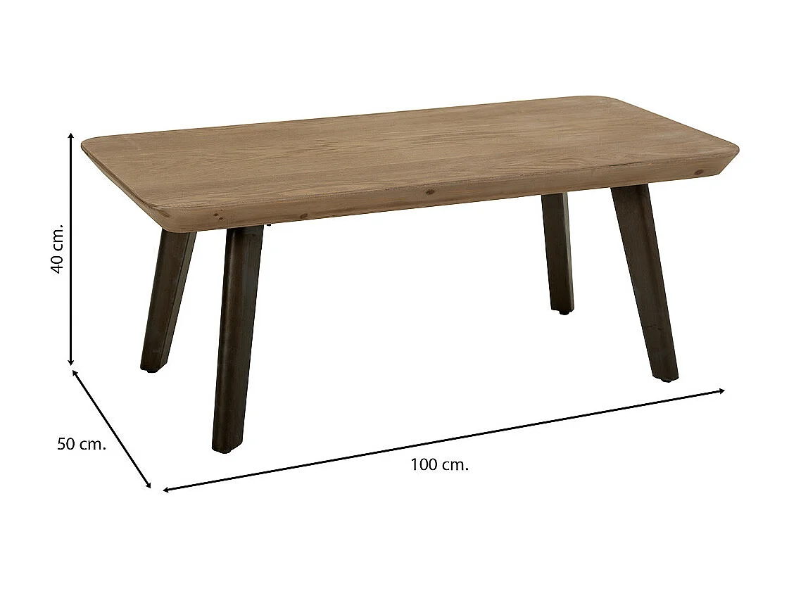 Mesa de centro de madera y metal marron 100x50x40