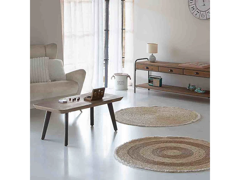 Mesa de centro de madera y metal marron 100x50x40