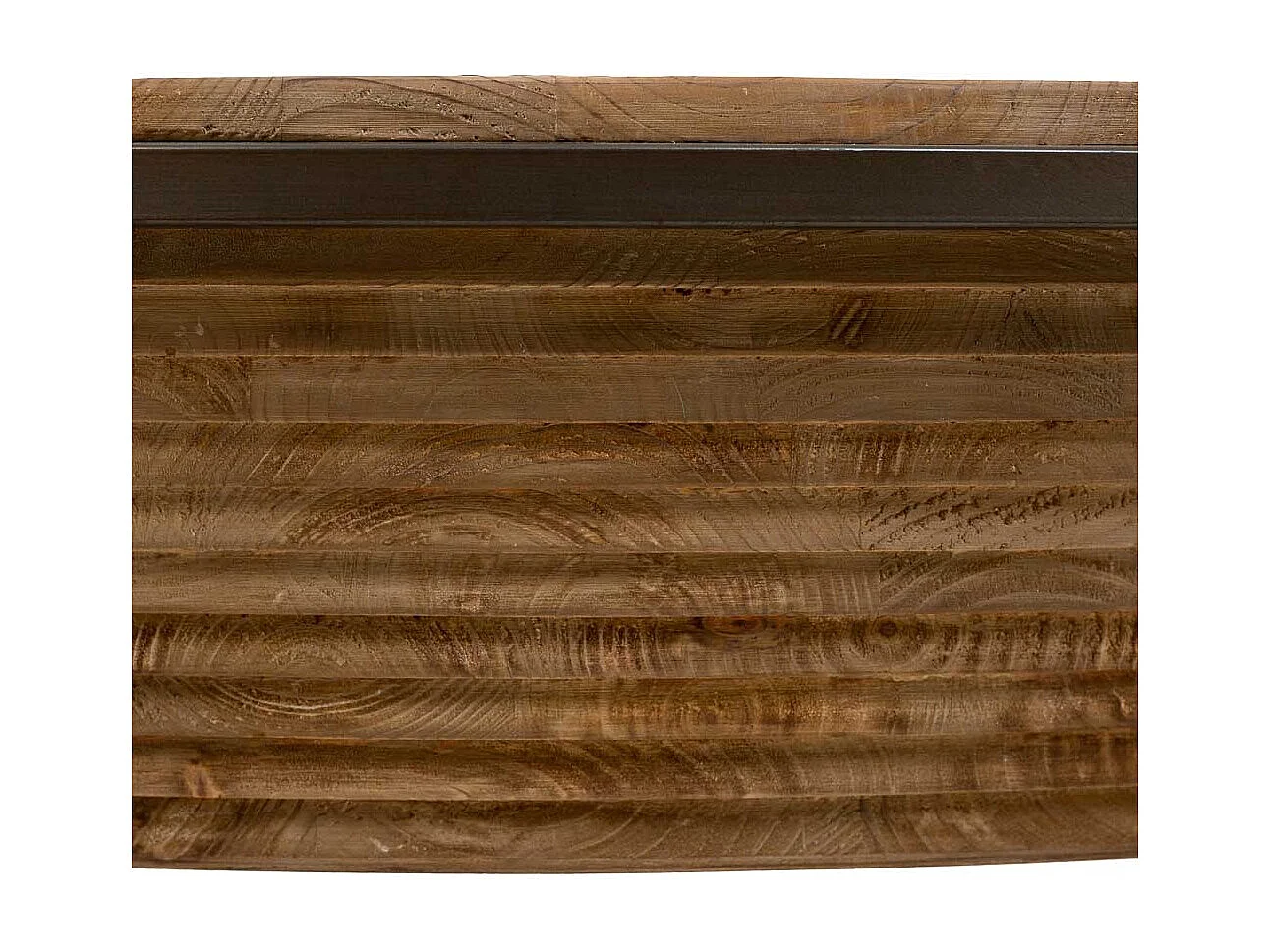 Couchtisch aus Holz, Metall und braunem Glas D102x46