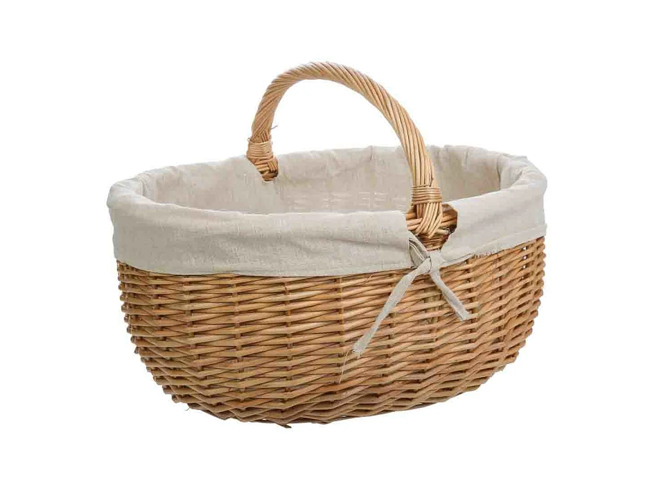 Set di 3 cestini in vimini marrone foderati