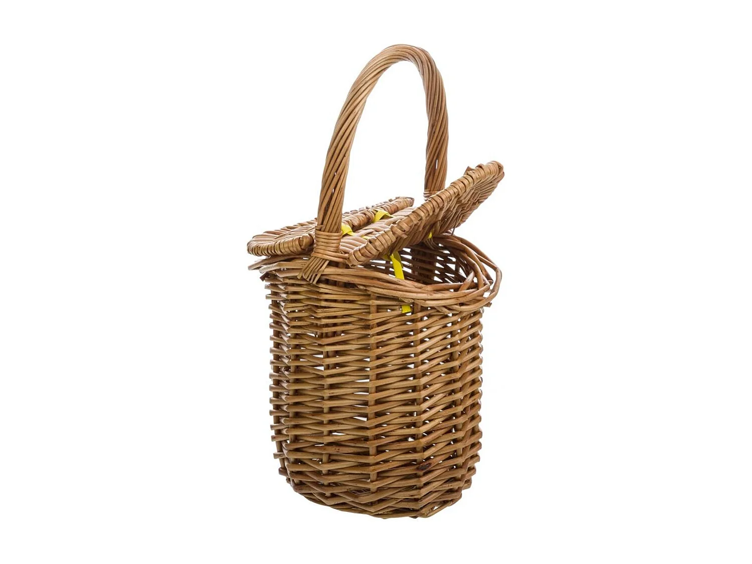 Cesto em vime castanho com tampa 17x13x17/27