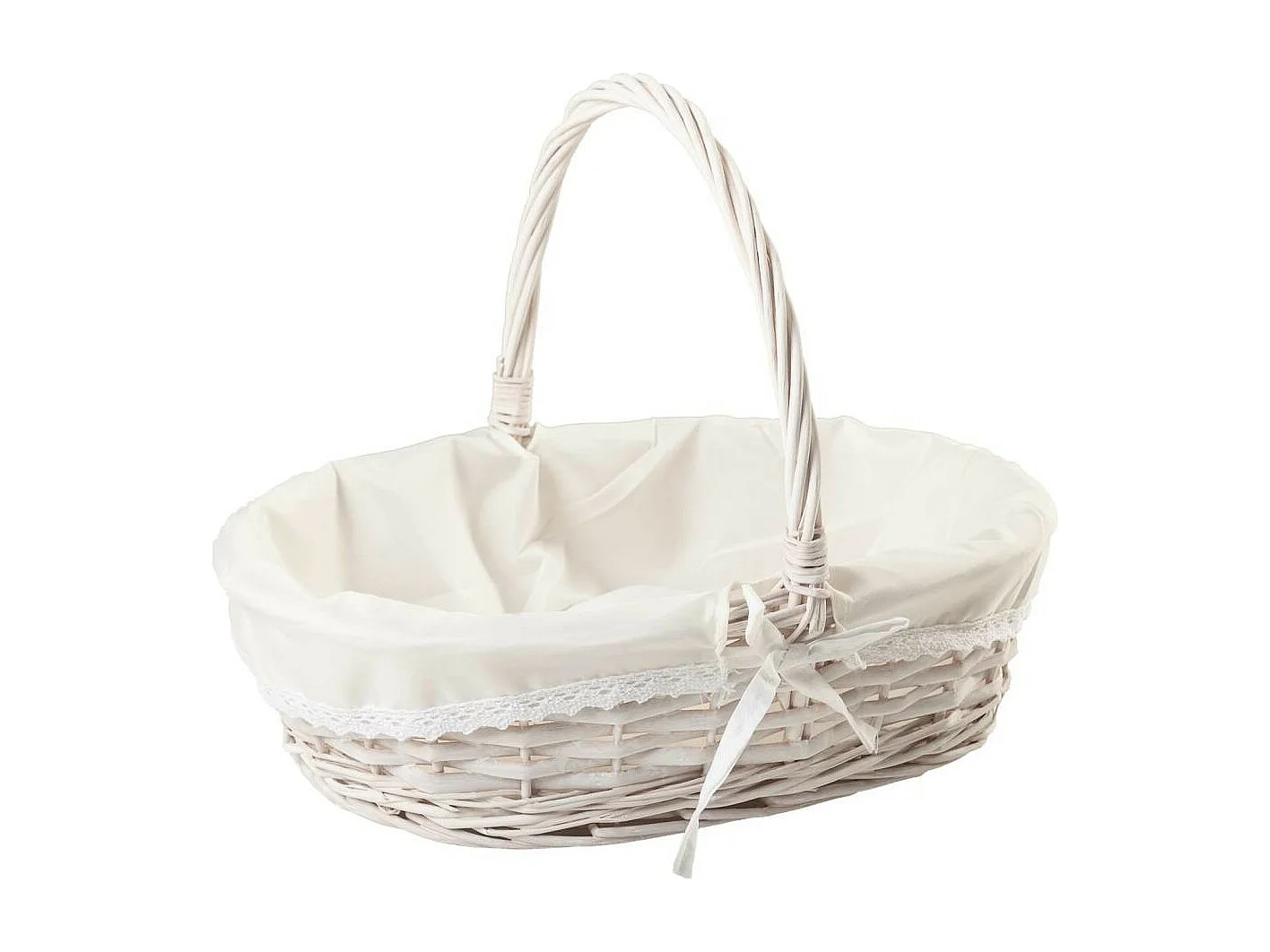 Cesta lacada de blanco forrada 40x29x31