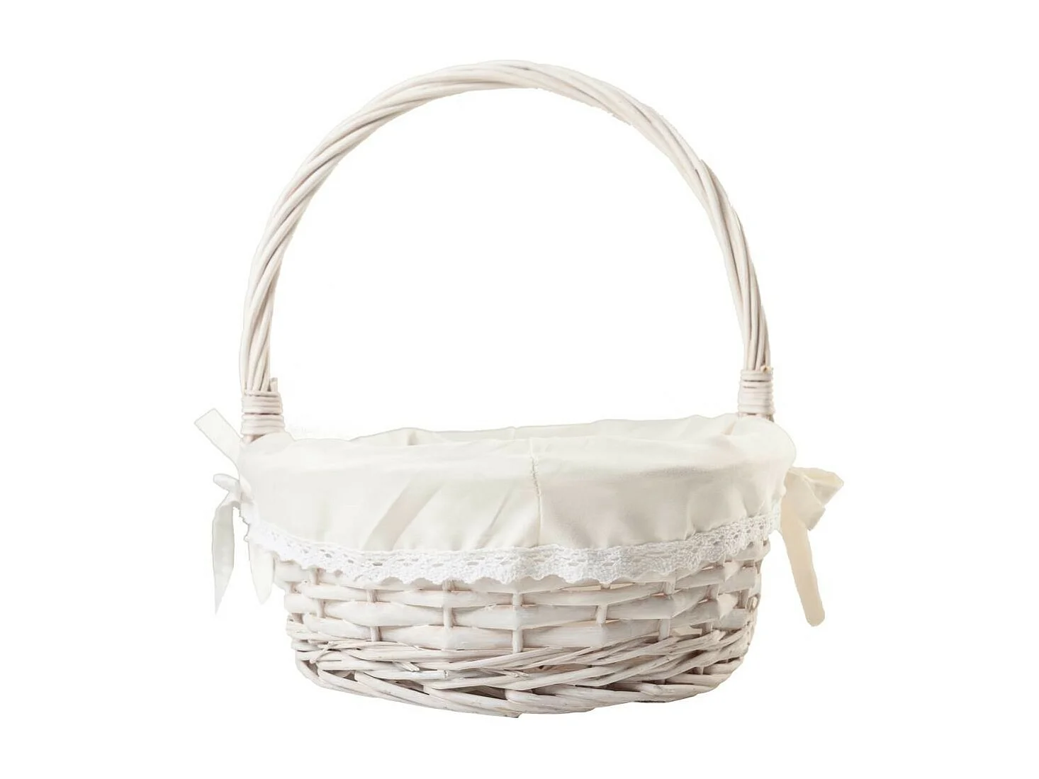 Cesta lacada de blanco forrada 40x29x31