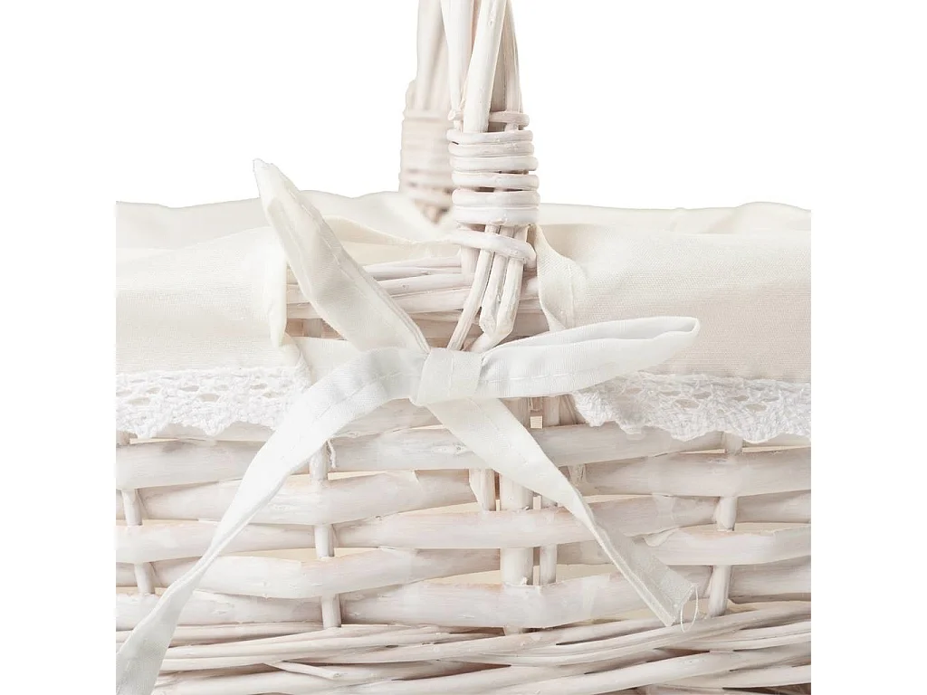 Cesta lacada de blanco forrada 40x29x31
