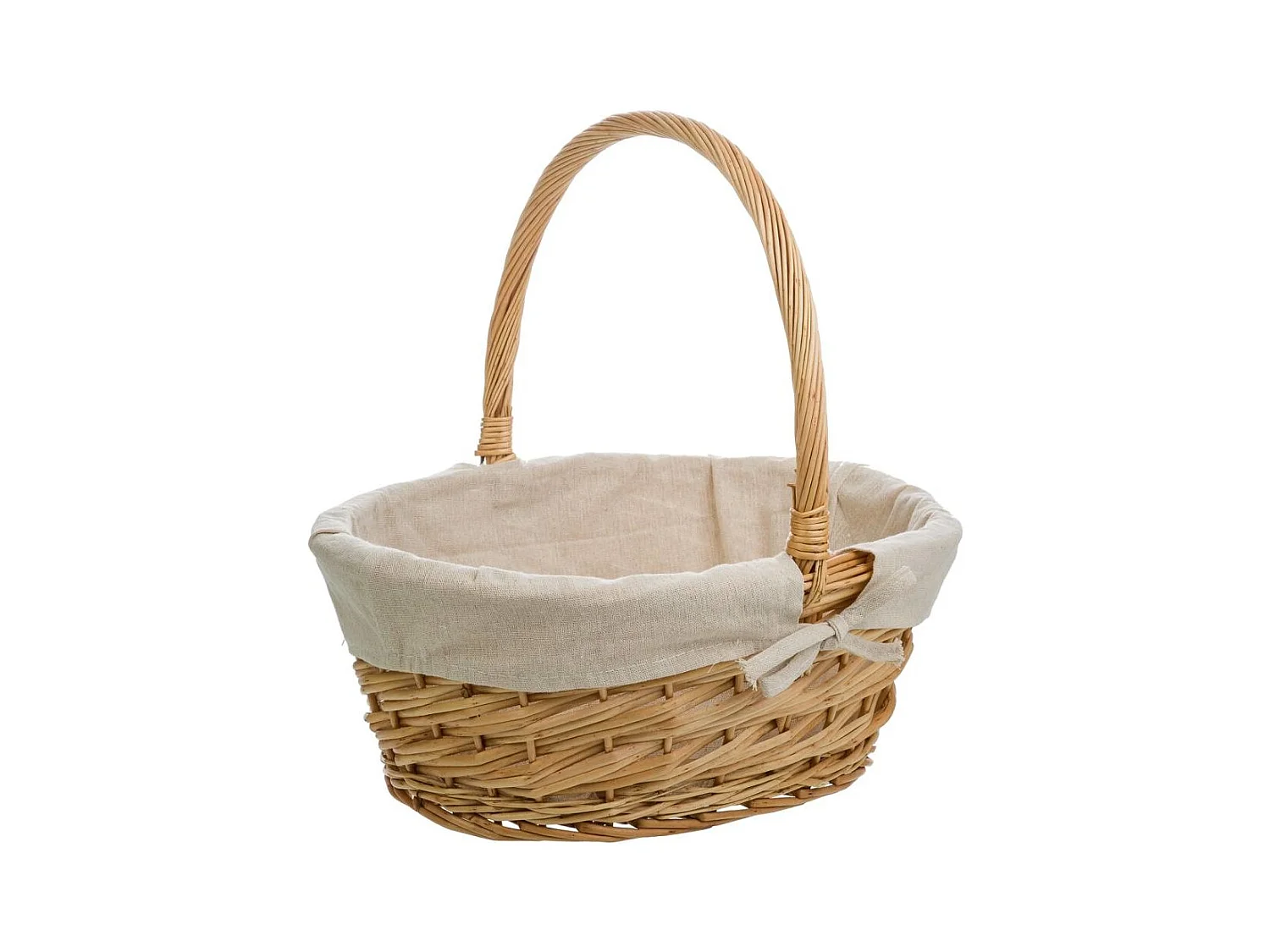 Set di 3 cestini in vimini marrone foderati