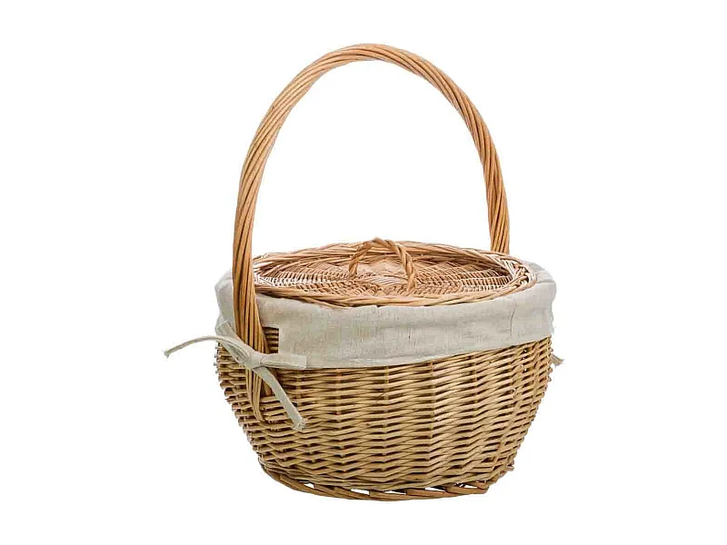 Gefütterter brauner Weidenkorb 32x32x20/28h cm