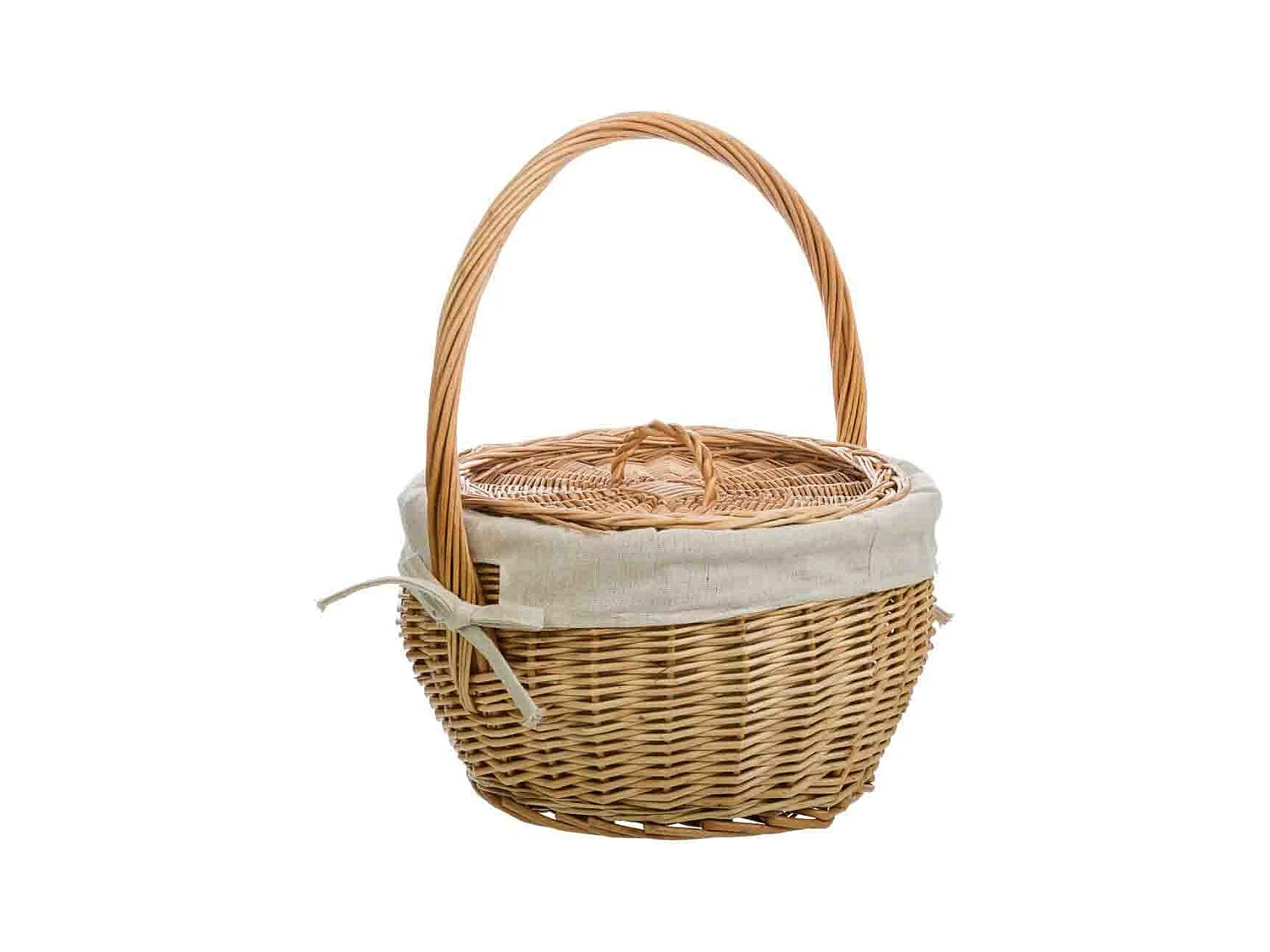 Gefütterter brauner Weidenkorb 32x32x20/28h cm
